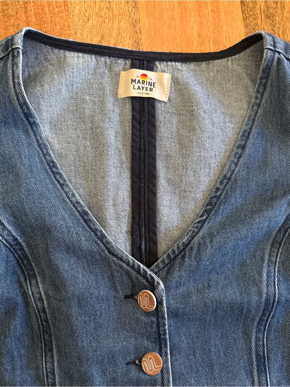 NWOT Marine Layer Daisy Denim Vest M - Picture 6 of 6